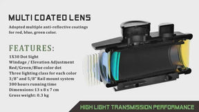 30MM Red Green Blue Dot Sight RD00502